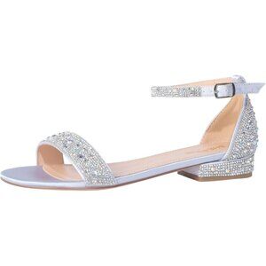 SheSole Ladies Sandals Rhinestone Block Heels Dress Bridal Shoes for Wedding